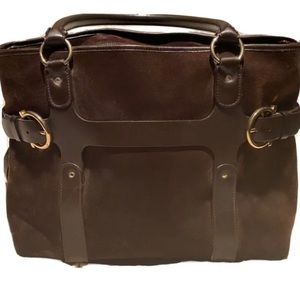 Salvatore Ferragamo AF-21 4870 Chocolate Suede Handbag- Never Used